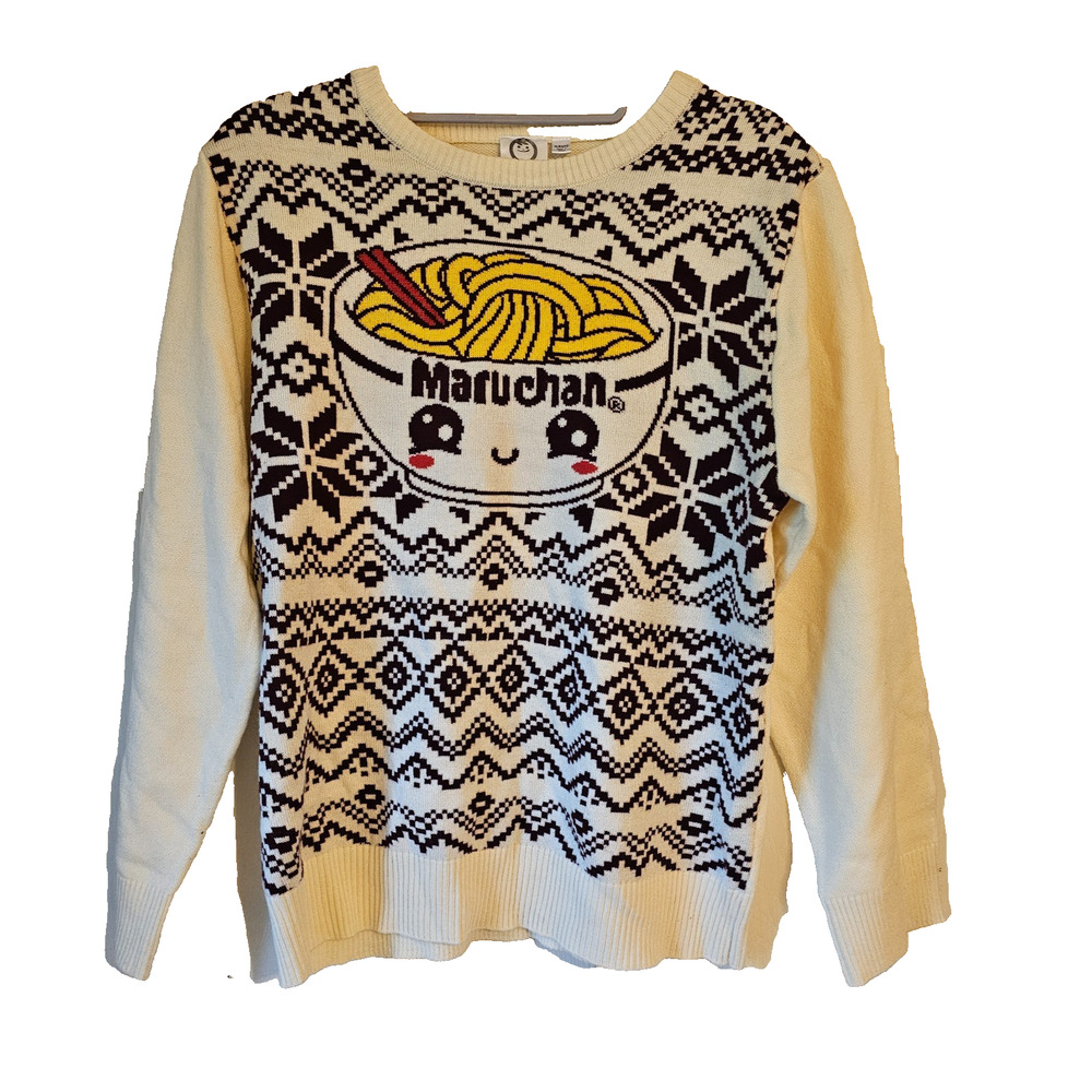 Maruchan Ramen Sweater MAD Engine Graphic Knit Youth XL Cream